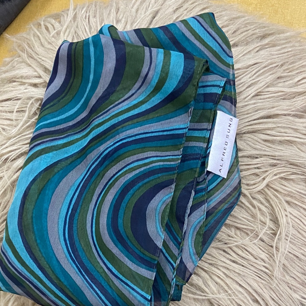Alfred Sung Blue and Green Swirl Scarf